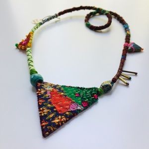 Handmade one of a kind up-cycled fabric necklace